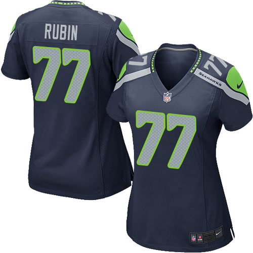 Women's Game Ahtyba Rubin Nike Jersey Navy Blue Home - #77 NFL Seattle Seahawks